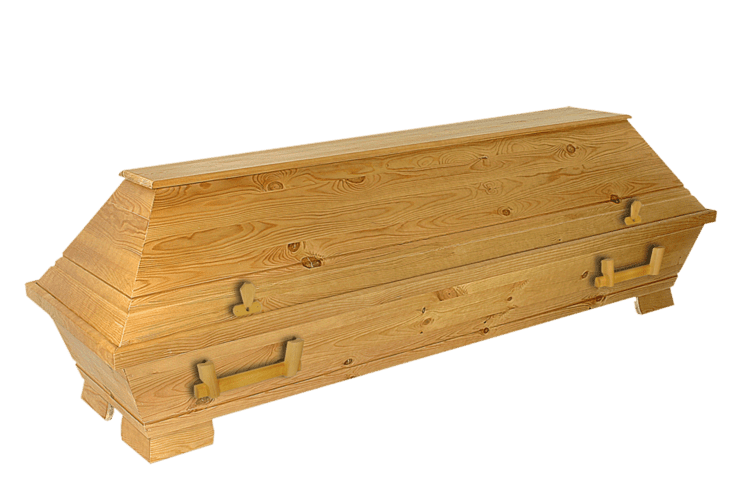 Sarg zur Bestattung auf dem Friedhof Mombach